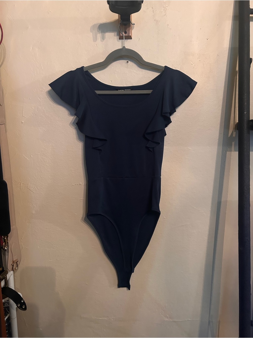 SHEIN Navy Flutter Sleeve One-Piece Bodysuit